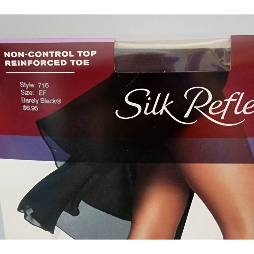 Hanes Silk Reflections Pantyhose Women EF Barely Black New Sheer Reinforced 716